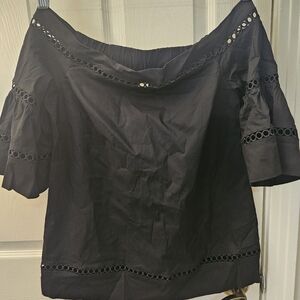 Michael Kors Black Eyelet Trim Blouse
